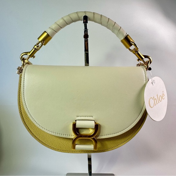 Chloe Handbags - NEW CHLOE MARCIE CHAIN FLAP CALF LEATHER & SUEDE WHITE/CREAM/GOLD AUTHENTIC NWT!